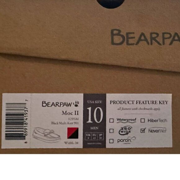 BEARPAW Moc II Slippers Buffalo Plaid Knit NeverWet Fleece 